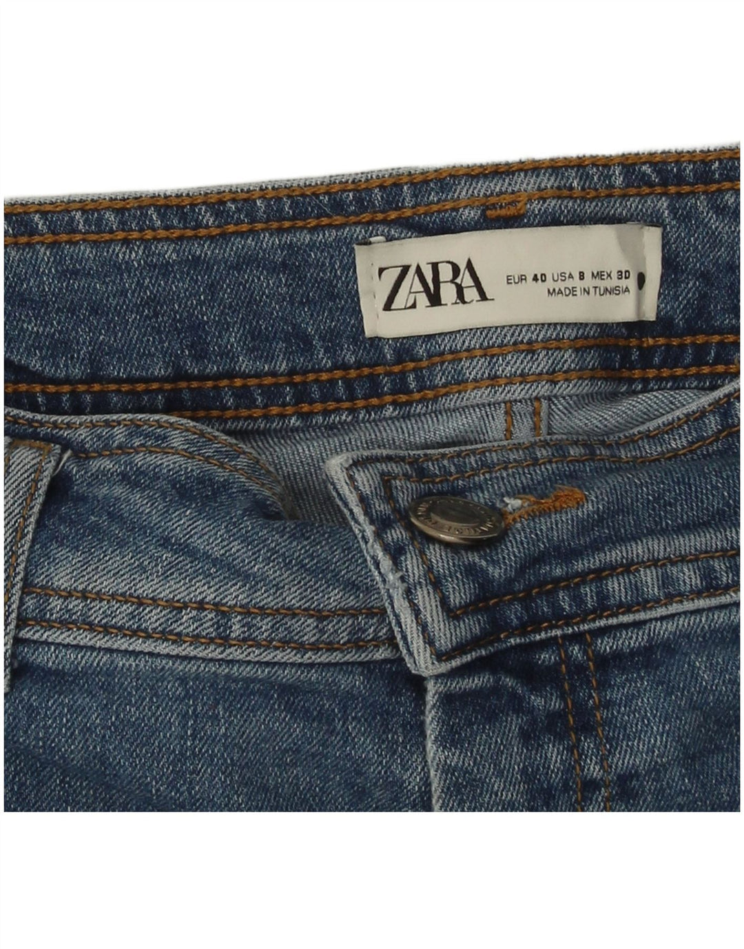 Calça jeans feminina Zara de perna larga EU 40 médio W30 L29 azul