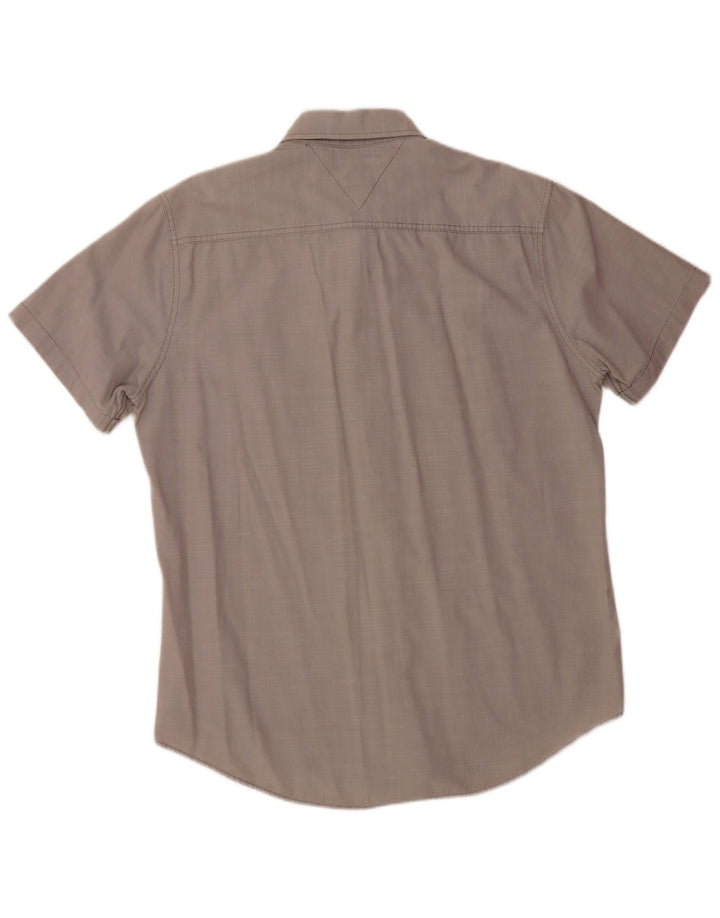 Camisa masculina de manga curta TOMMY HILFIGER Custom Fit grande cinza