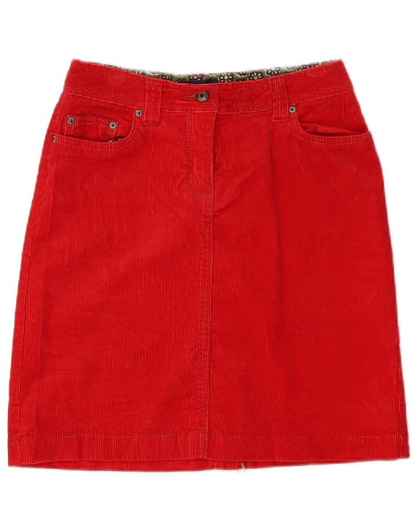 Saia feminina de veludo Boden UK 10 pequena W30 algodão vermelho