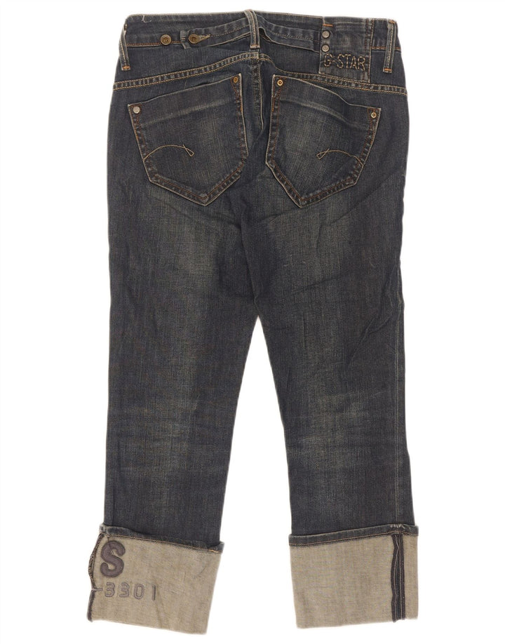 Jeans recortados femininos G-Star W28 L25 algodão azul marinho