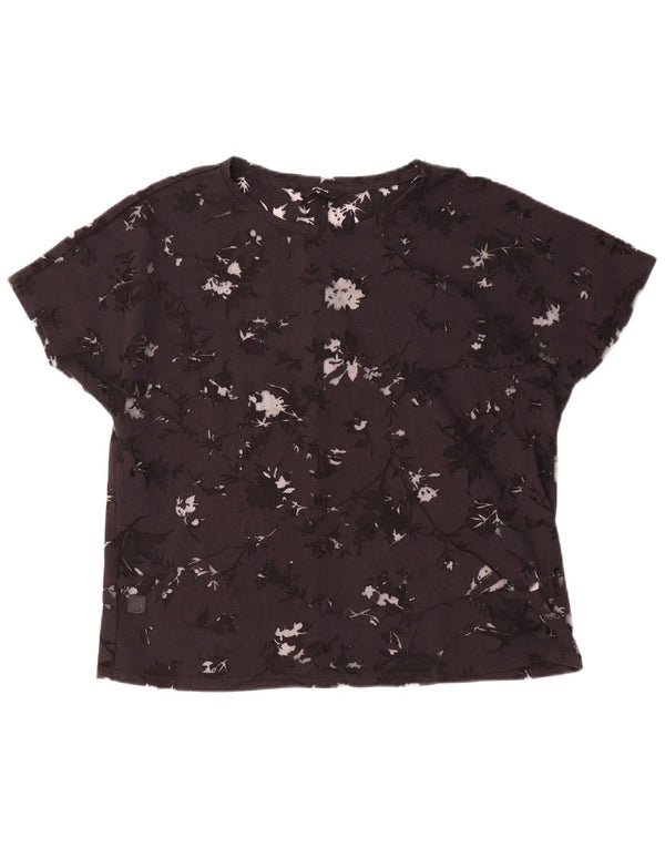 Desigual camiseta feminina transparente com estampa gráfica UK 16 médio preto floral