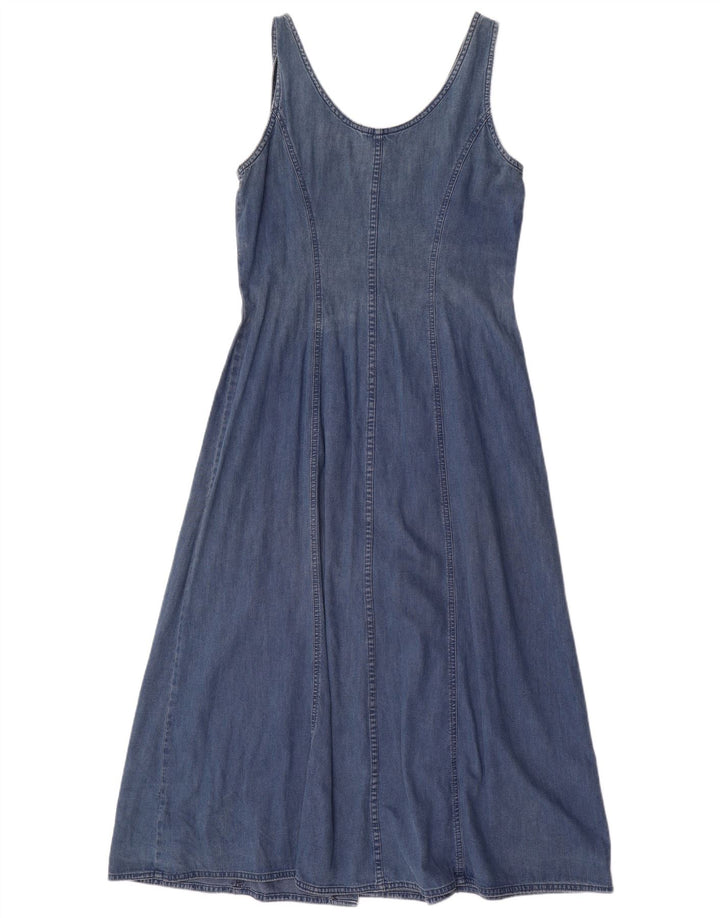 Vestido jeans feminino maxi sem mangas Marks & Spencer Reino Unido 12 azul médio