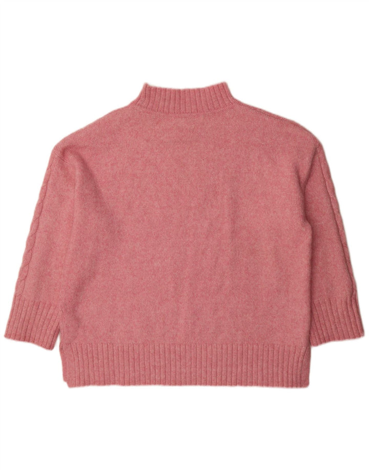 Suéter feminino Marks & Spencer com gola tartaruga Reino Unido 16 grande rosa