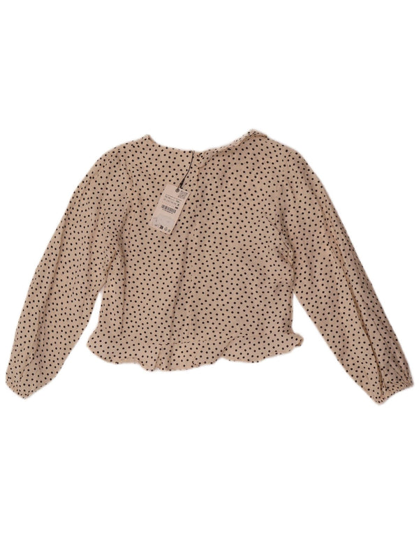 Zara Blusa feminina cropped manga comprida top 13-14 anos off white bolinhas
