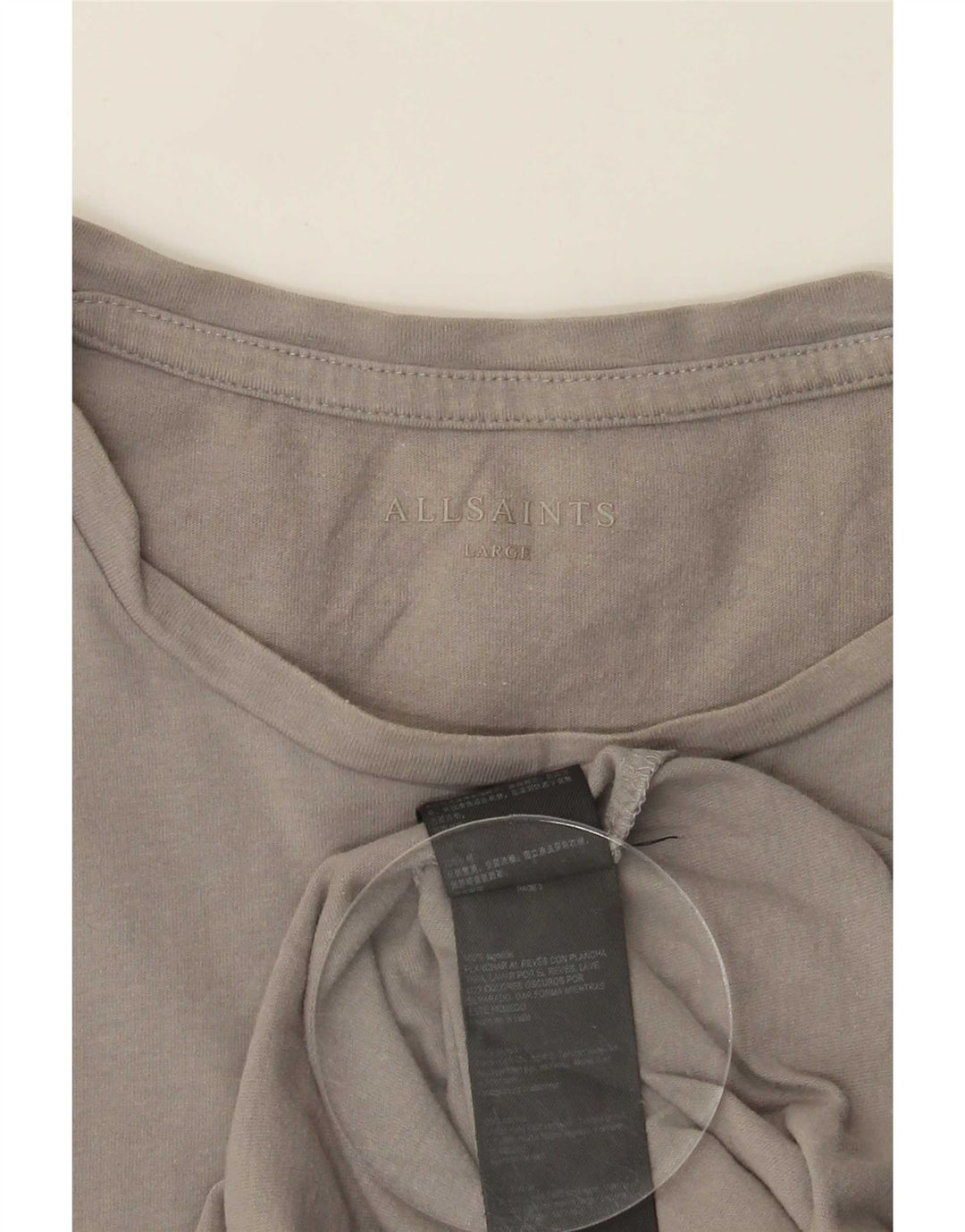 All Saints Camiseta masculina top grande algodão cinza