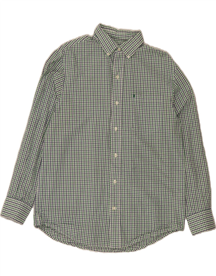 IZOD Mens Shirt Medium Green Check Cotton Vintage Izod and Second-Hand Izod from Messina Hembry 