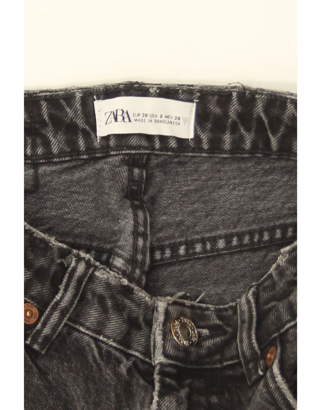 ZARA Calça jeans feminina desgastada EU 38 pequena W28 L27 cinza