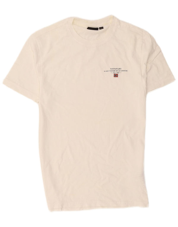 Camiseta masculina geográfica Napapijri XS algodão branco