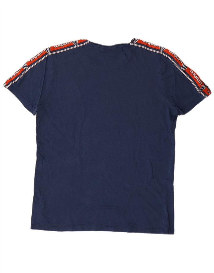 Camiseta masculina gráfica Umbro Top médio azul colorblock algodão