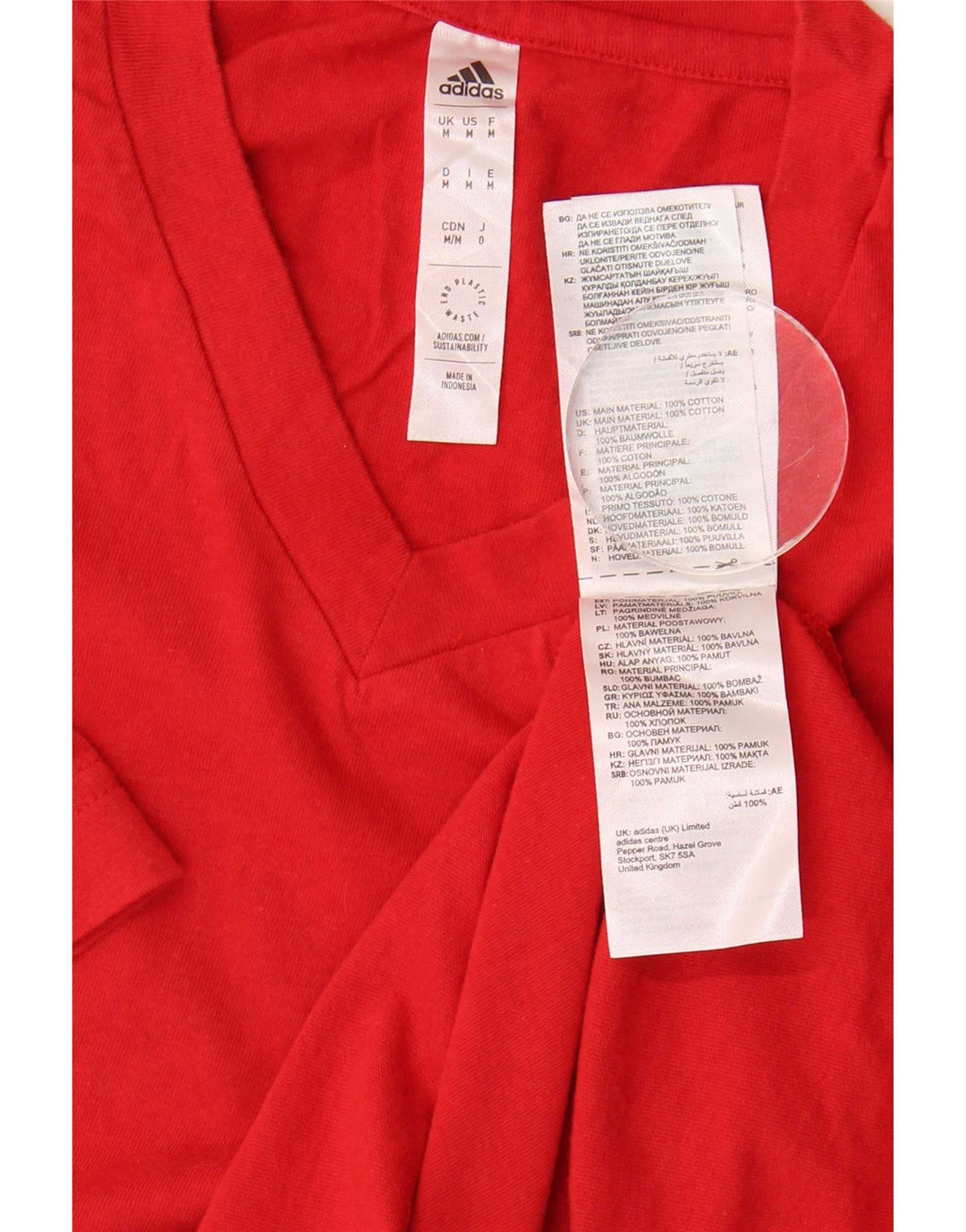 Adidas Mens Camiseta Top Médio Algodão Vermelho