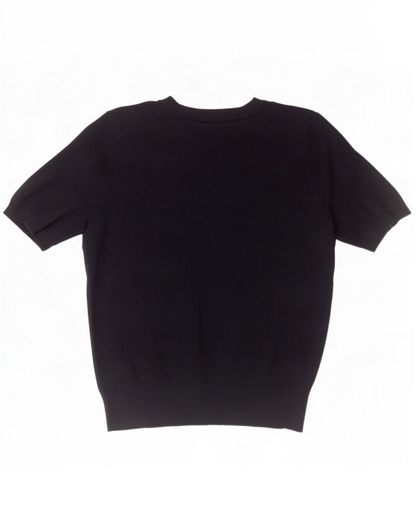 Blusa feminina Zara Top UK 14 grande viscose azul marinho