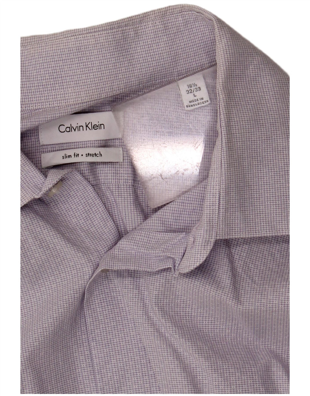 Camisa masculina CALVIN KLEIN Slim Fit tamanho 16 1/2 grande algodão xadrez roxo