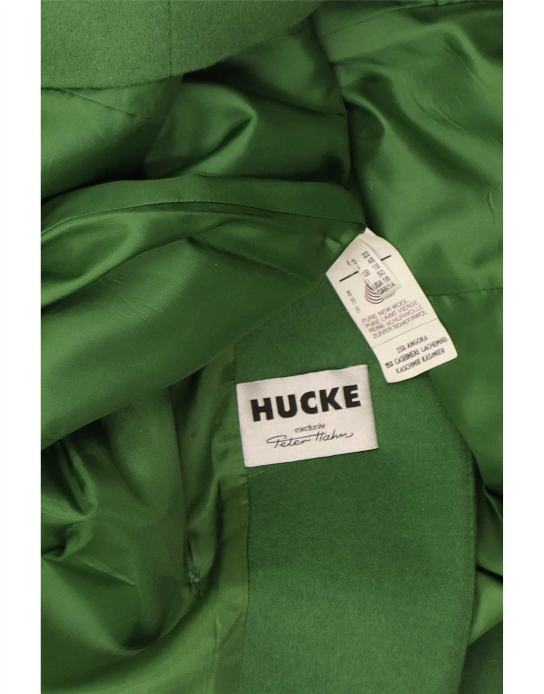 Jaqueta blazer feminina Hucke com peito duplo Reino Unido 18 XL lã verde