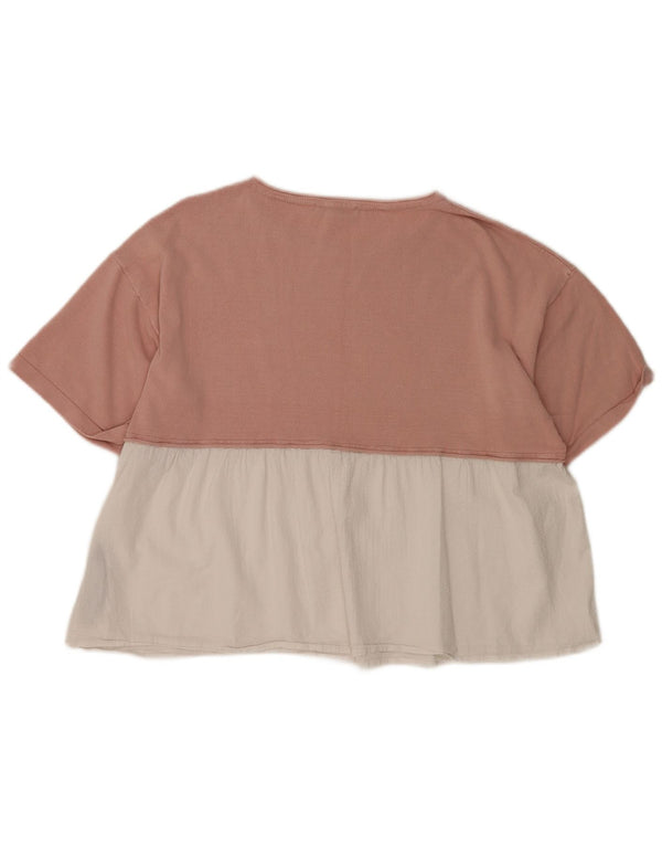 Blusa oversized feminina Zara UK 14 viscose colorblock rosa médio