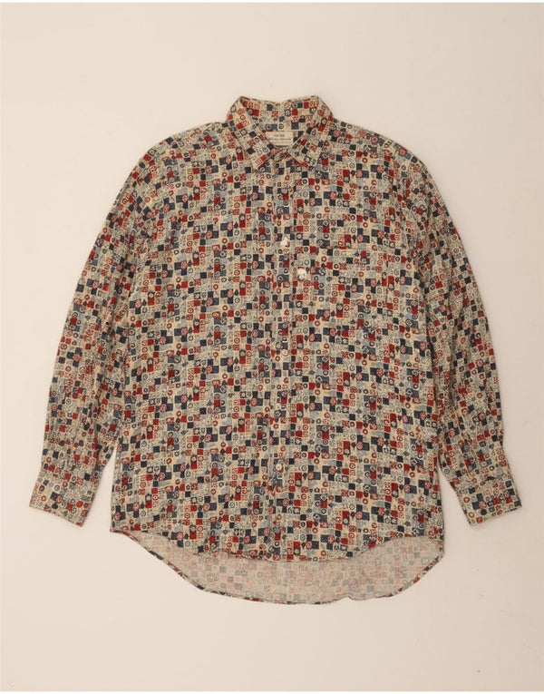 Camisa masculina Sisley com ajuste relaxado XL algodão geométrico multicolorido