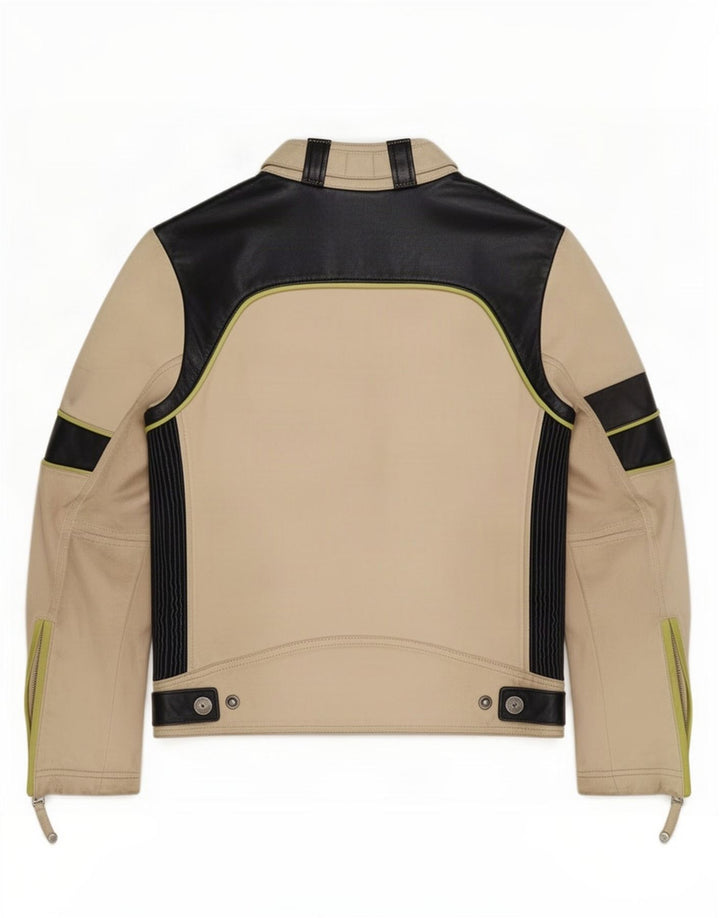 Jaqueta Diesel Meninos Couro Racer 10-11 Anos Médio Bege Colourblock