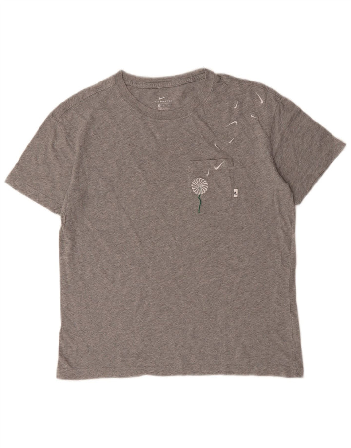 Camiseta Nike masculina gráfica top pequeno algodão manchado cinza