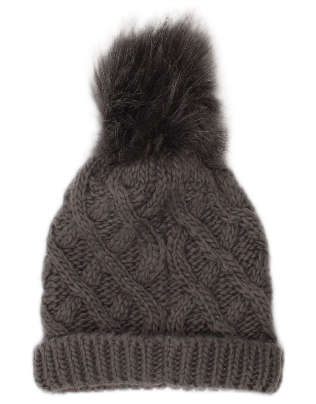 Trussardi Chapéu feminino tricotado bobble tamanho único cinza acrílico inverno