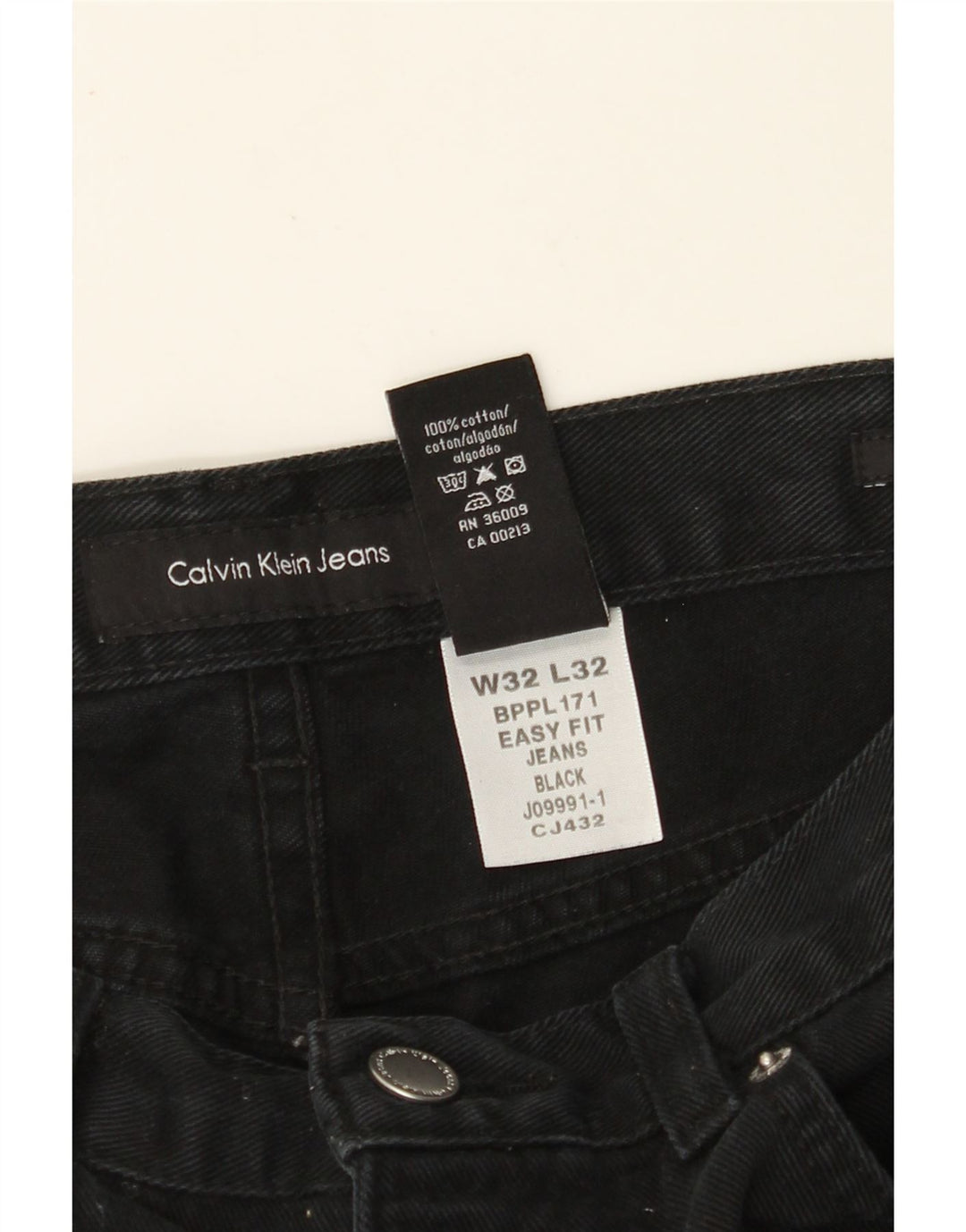 CALVIN KLEIN Calça jeans reta masculina Easy Fit W32 L32 algodão preto