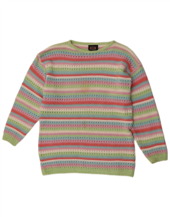 Suéter feminino Redok com gola canoa e listrado grande multicolorido Reino Unido 16