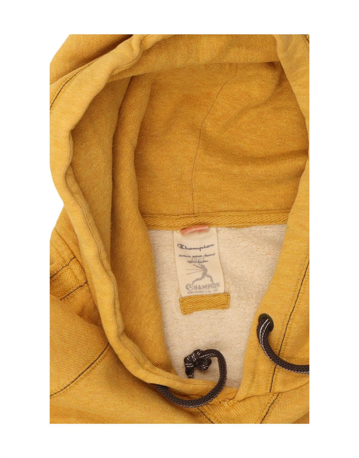 CHAMPION Suéter com capuz gráfico masculino grande algodão amarelo