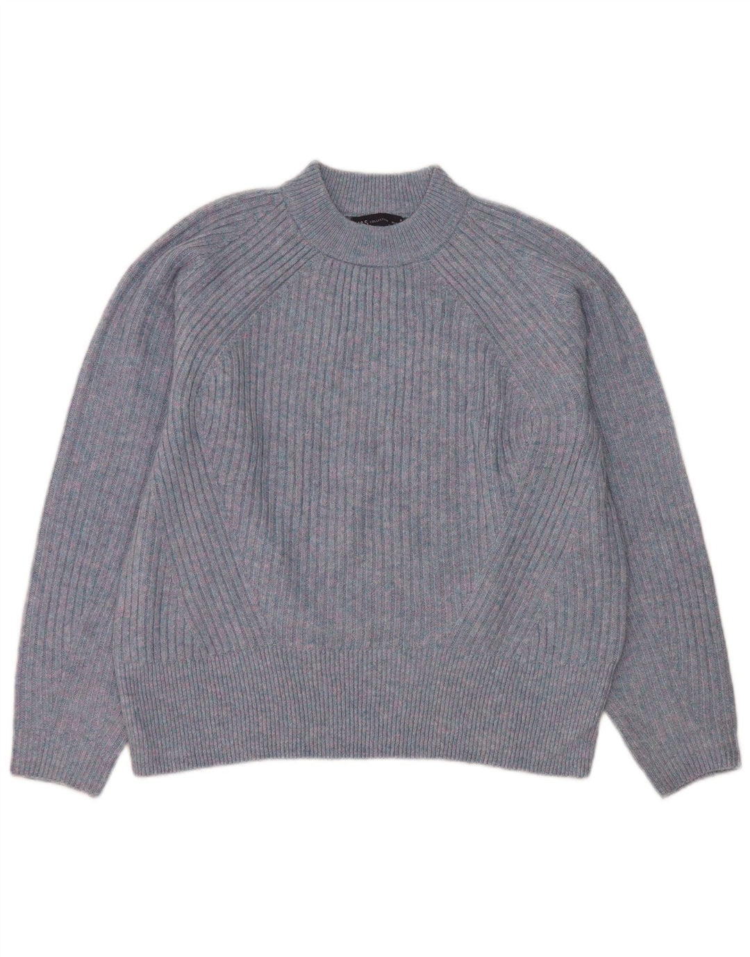 Suéter feminino Marks & Spencer com gola tartaruga Reino Unido 14 médio azul manchado