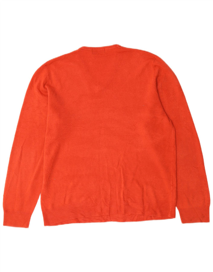 Suéter masculino Marks & Spencer Blue Harbor com decote em V grande acrílico vermelho