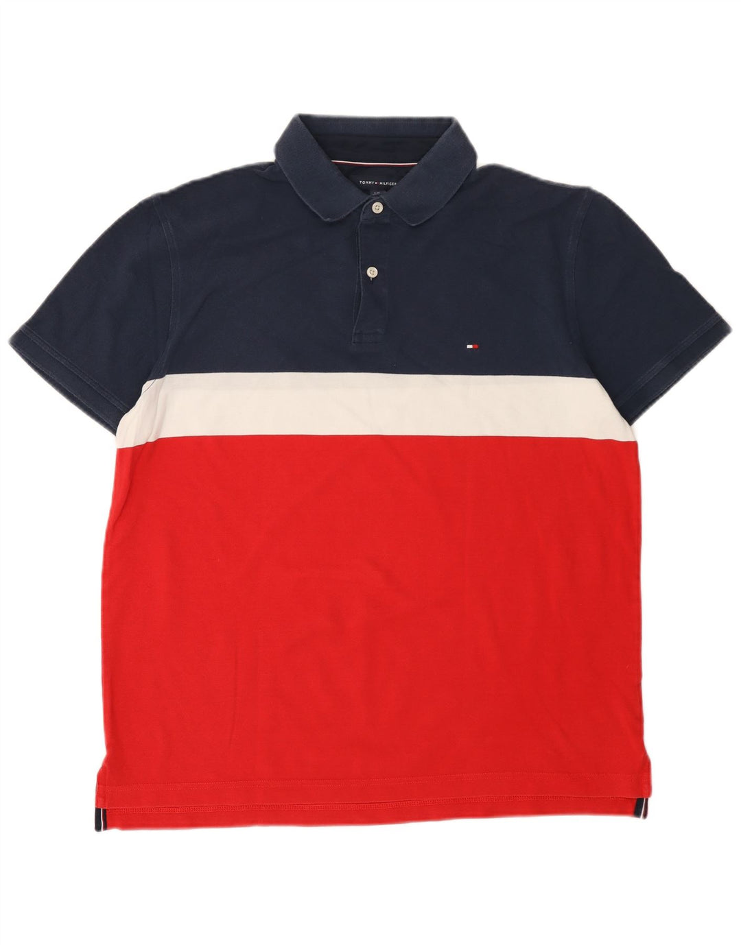Camisa polo masculina Tommy Hilfiger grande algodão colorblock multicolorido
