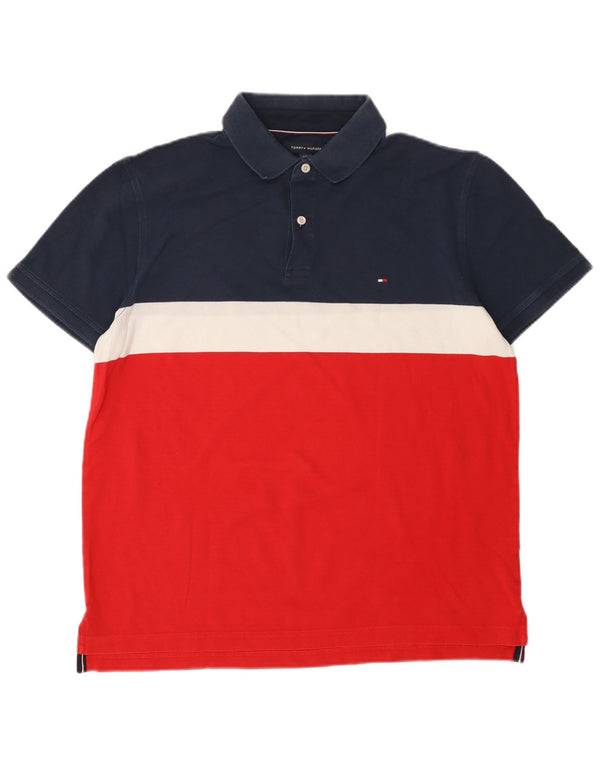 Camisa polo masculina Tommy Hilfiger grande algodão colorblock multicolorido