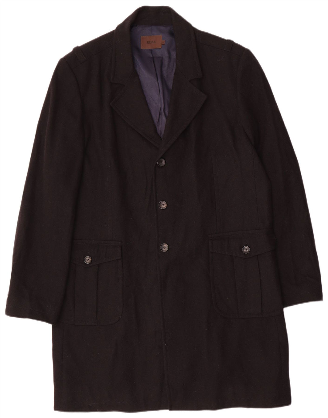 Sobretudo masculino Reiss UK 44 2XL lã virgem azul marinho
