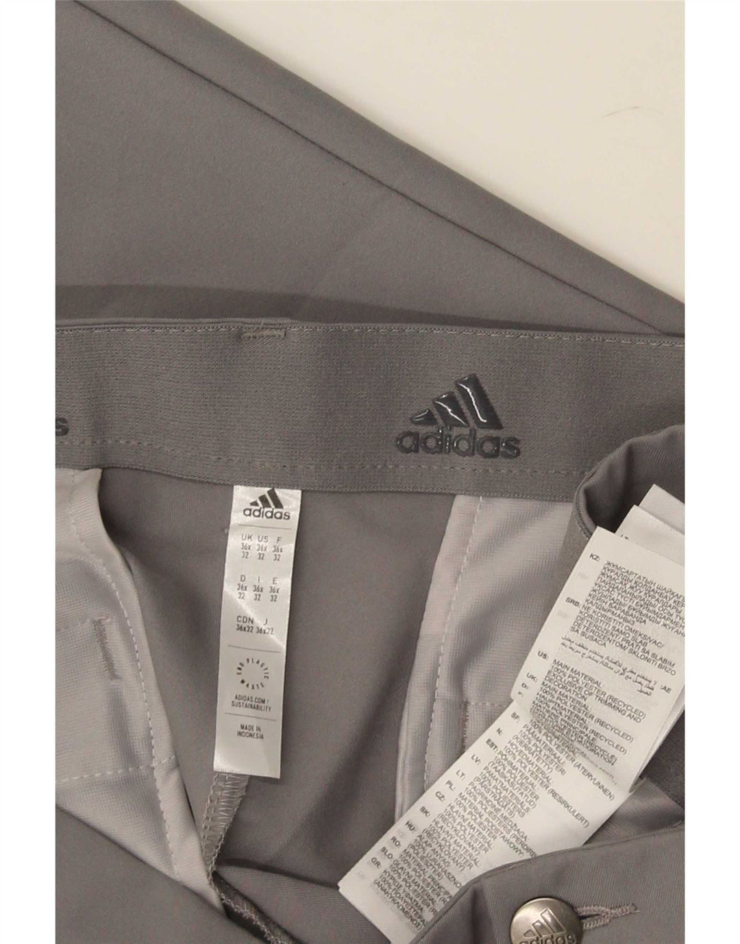 Calça Adidas Mens Slim Chino W36 L32 Cinza Poliéster