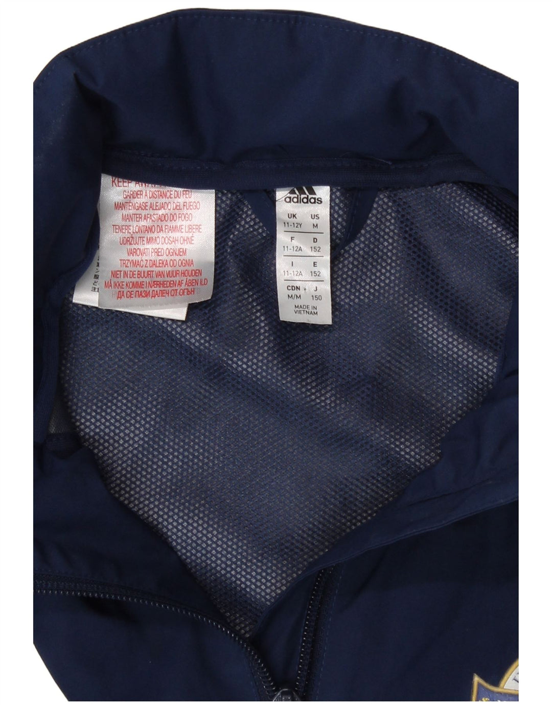 Jaqueta corta-vento com capuz Adidas meninos 11-12 anos azul marinho poliéster