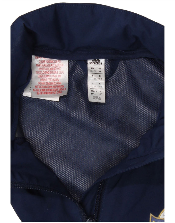 Jaqueta corta-vento com capuz Adidas meninos 11-12 anos azul marinho poliéster