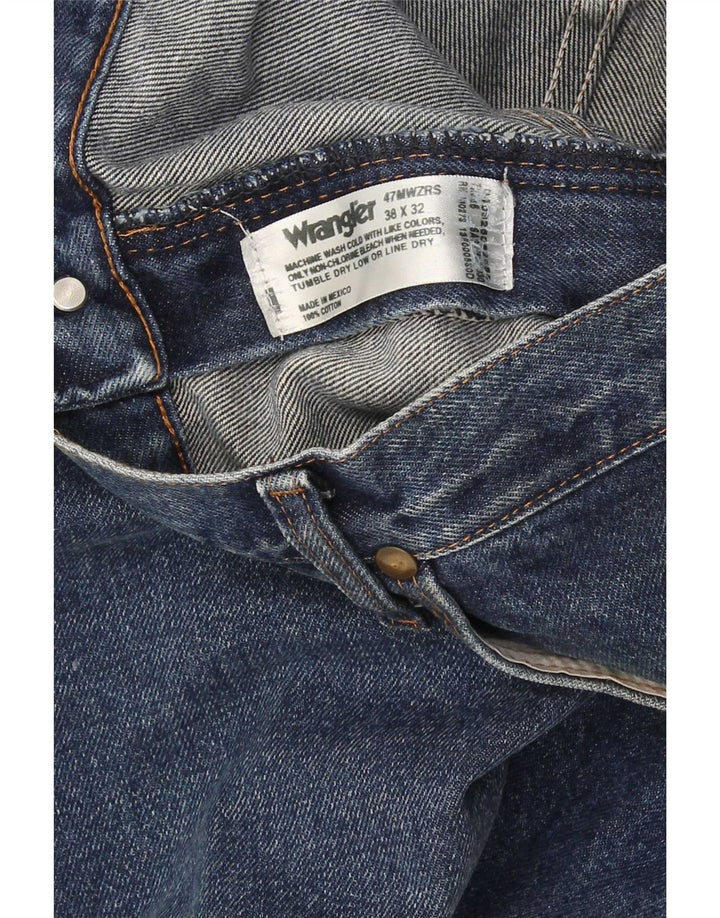 Wrangler Mens Straight Jeans W38 L32 Azul Algodão