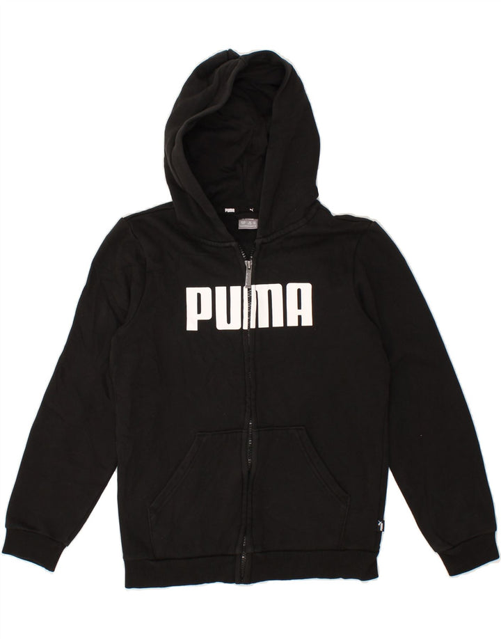 PUMA Boys Graphic Zip Hoodie Sweater 11-12 Years Black Cotton Vintage Puma and Second-Hand Puma from Messina Hembry 