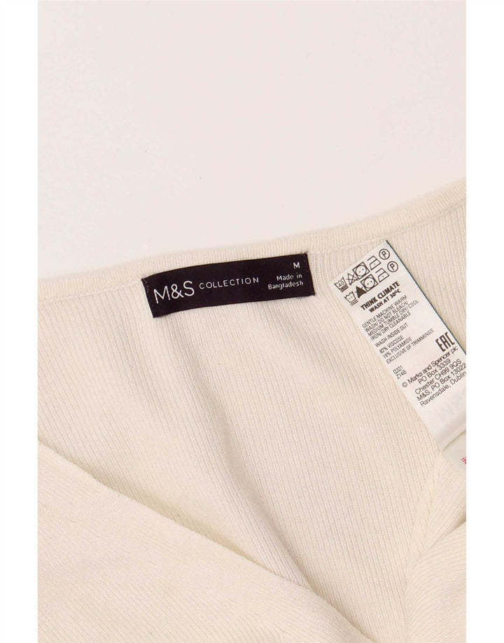Blusa feminina sem mangas Marks & Spencer Reino Unido 14 médio off white viscose