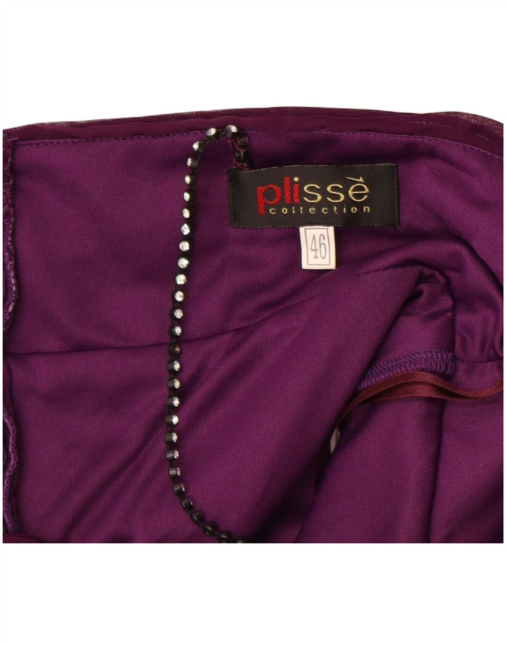 Vestido swing sem mangas feminino vintage IT 46 grande poliéster roxo