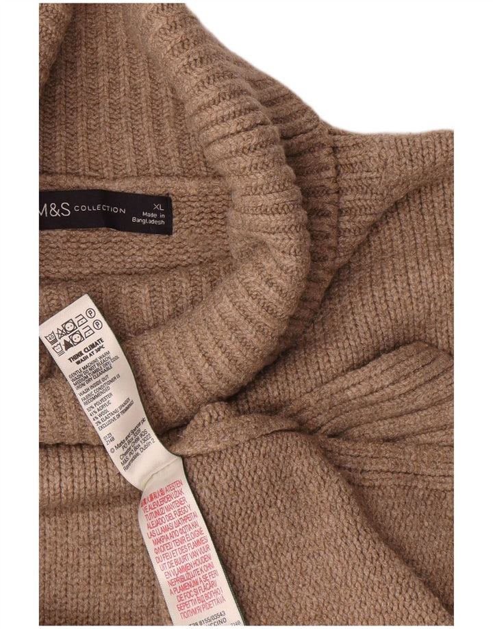 Suéter feminino Marks & Spencer com gola redonda grande Reino Unido 18 XL bege