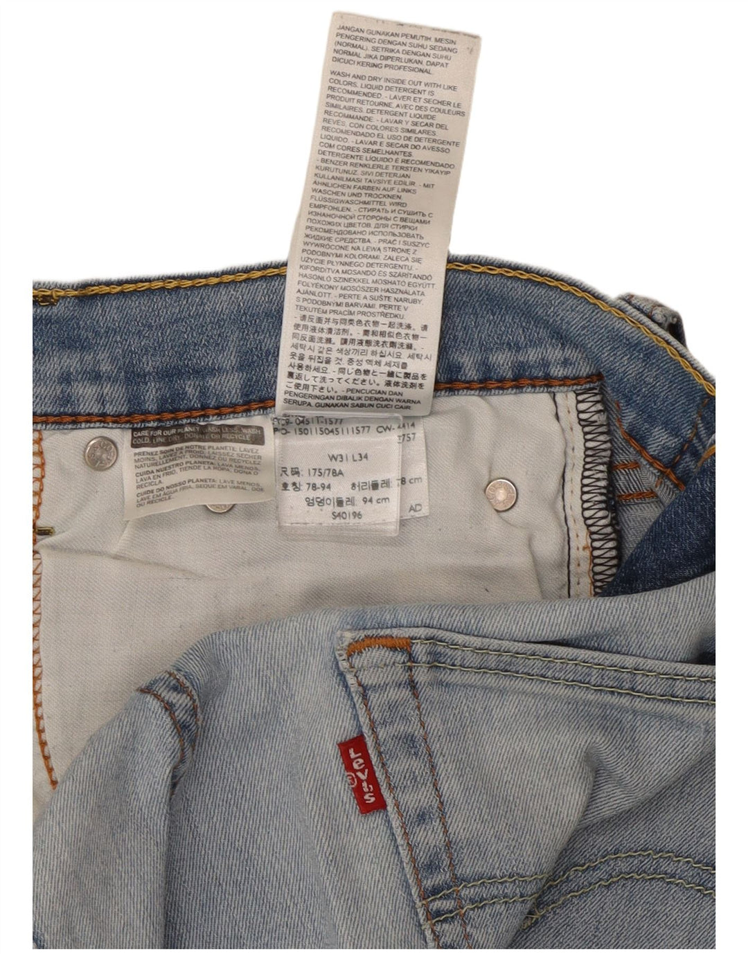 Levi's Mens Slim Jeans W31 L34 Azul Algodão