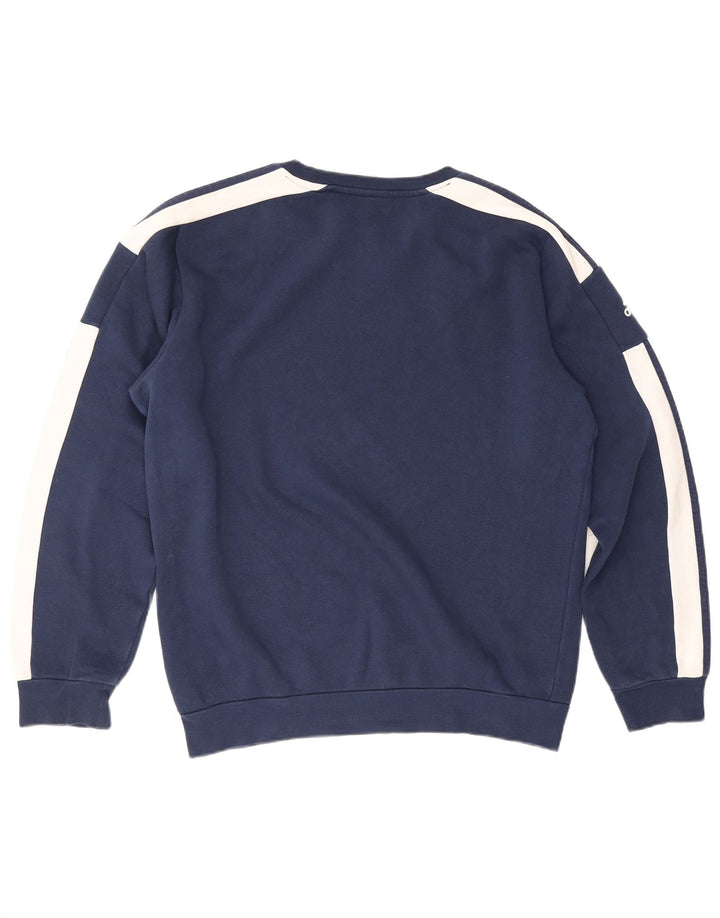 Adidas masculino gráfico moletom jumper médio azul marinho colorblock algodão