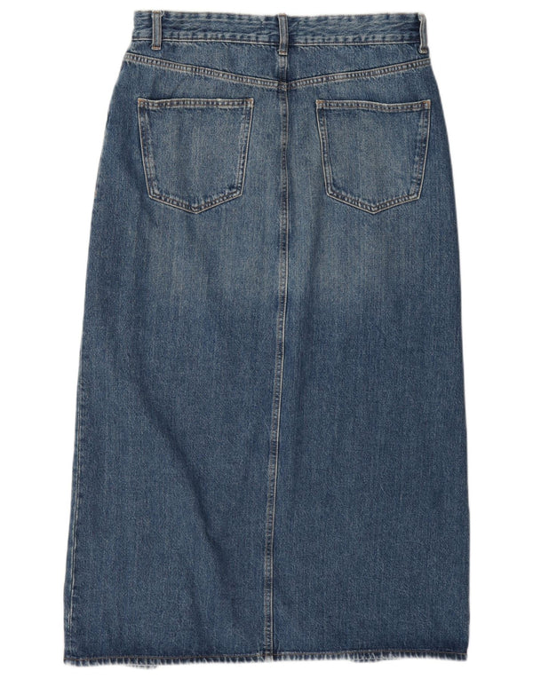 Zara Saia jeans feminina de cintura alta grande W30 azul