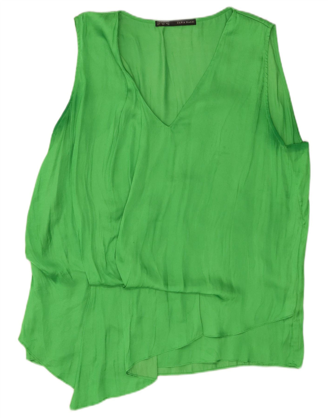 Blusa feminina sem mangas Zara Top UK 18 XL verde poliéster