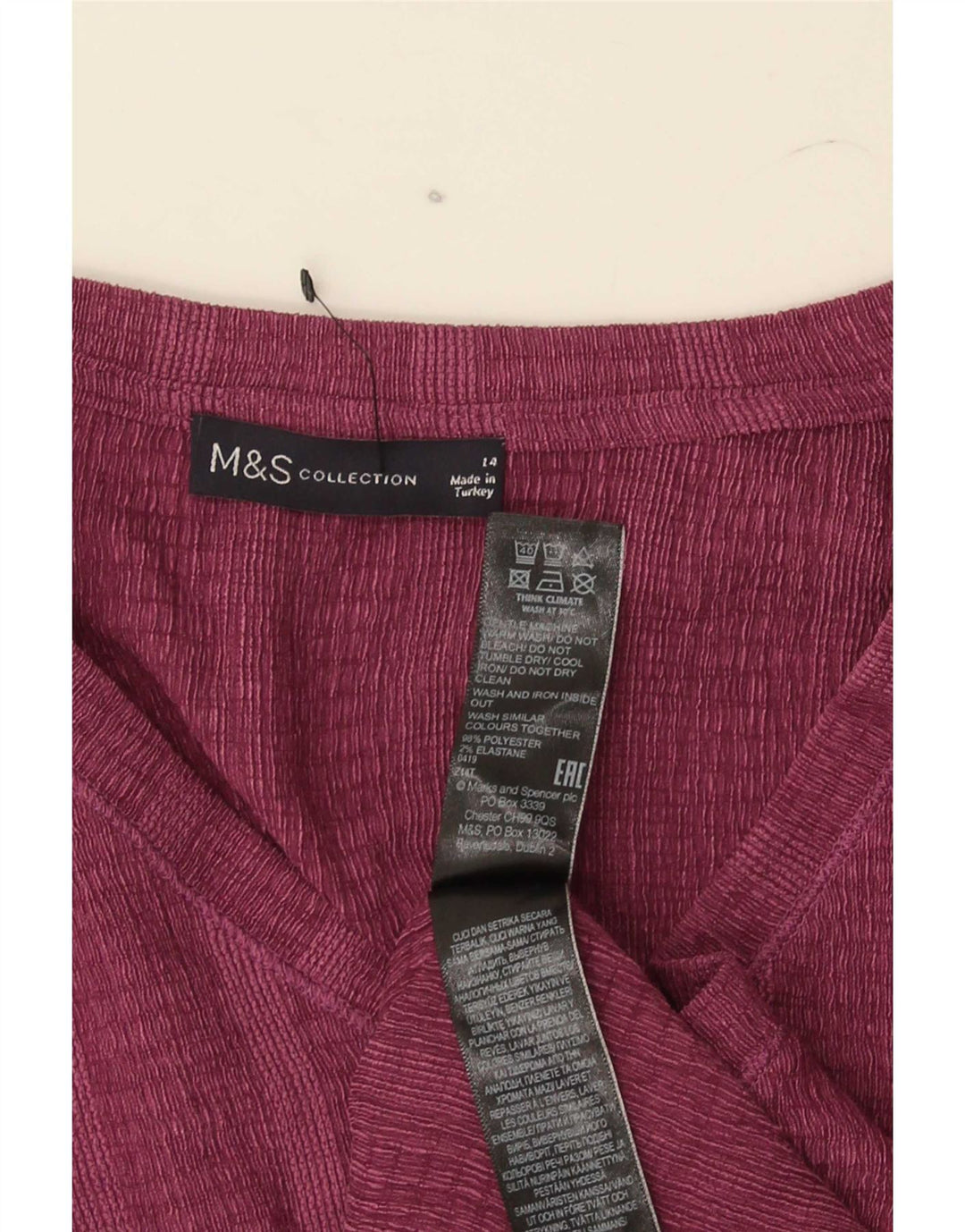 Camiseta feminina Marks & Spencer UK 14 grande poliéster listrado marrom