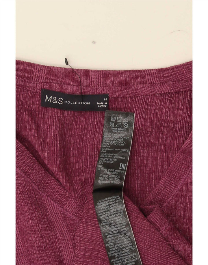 Camiseta feminina Marks & Spencer UK 14 grande poliéster listrado marrom