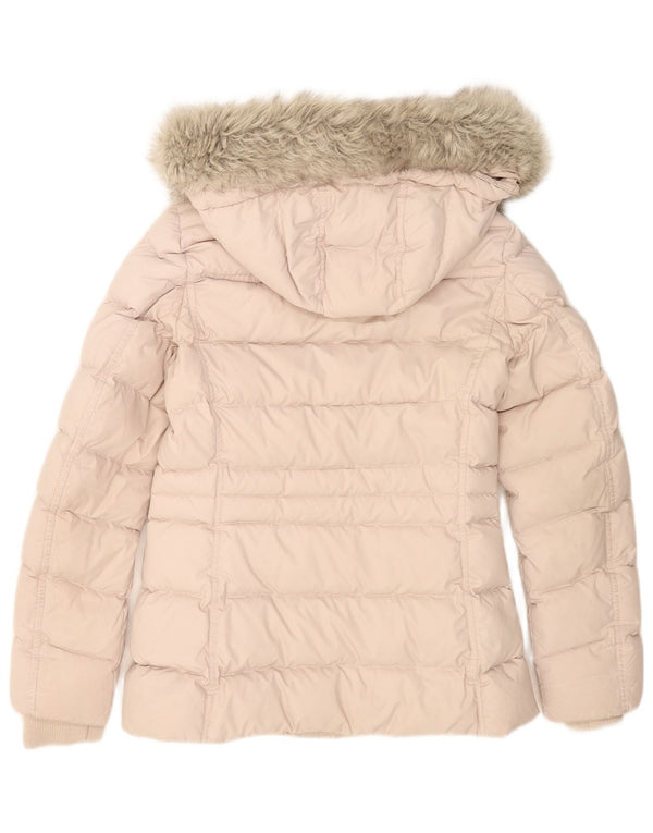 Jaqueta acolchoada com capuz feminina Tommy Hilfiger UK 6 XS poliéster rosa