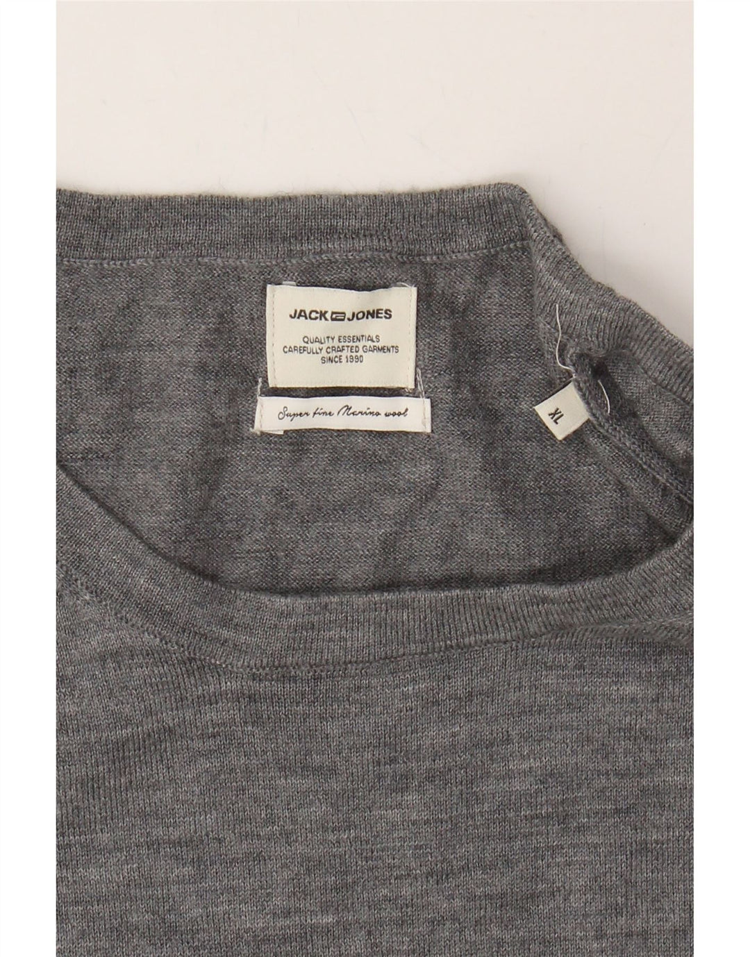 JACK & JONES Mens Crew Neck Jumper Sweater XL Grey Wool Vintage Jack & Jones and Second-Hand Jack & Jones from Messina Hembry 