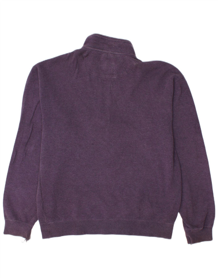 Moletom masculino ORVIS com zíper e gola alta de algodão roxo médio