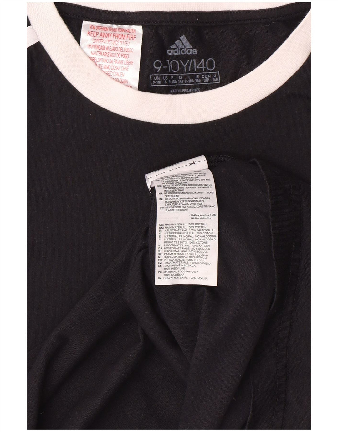 Camiseta Adidas Menina 9-10 Anos Algodão Preto