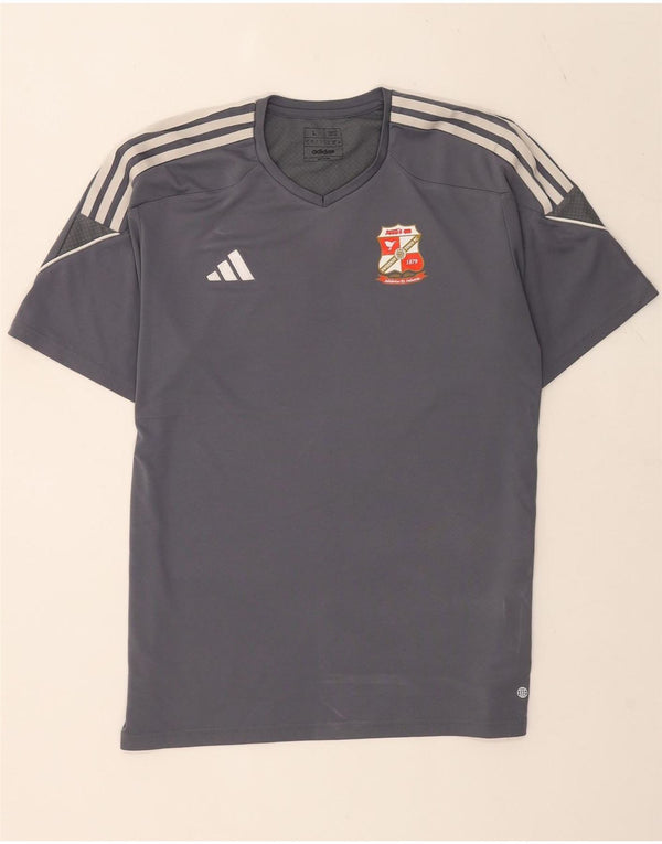 Adidas Mens Swindon Town FC Slim Fit Camiseta Top Grande Cinza Poliéster