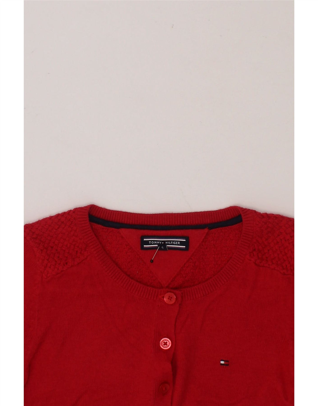 TOMMY HILFIGER Girls Crop Cardigan Sweater 3-4 Years Red Cotton Vintage Tommy Hilfiger and Second-Hand Tommy Hilfiger from Messina Hembry 